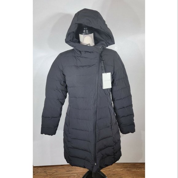 Cole Haan Asymmetric-Zip Puffer Jacket, Black, Women's Size Medium, NWT - Picture 1 of 9
